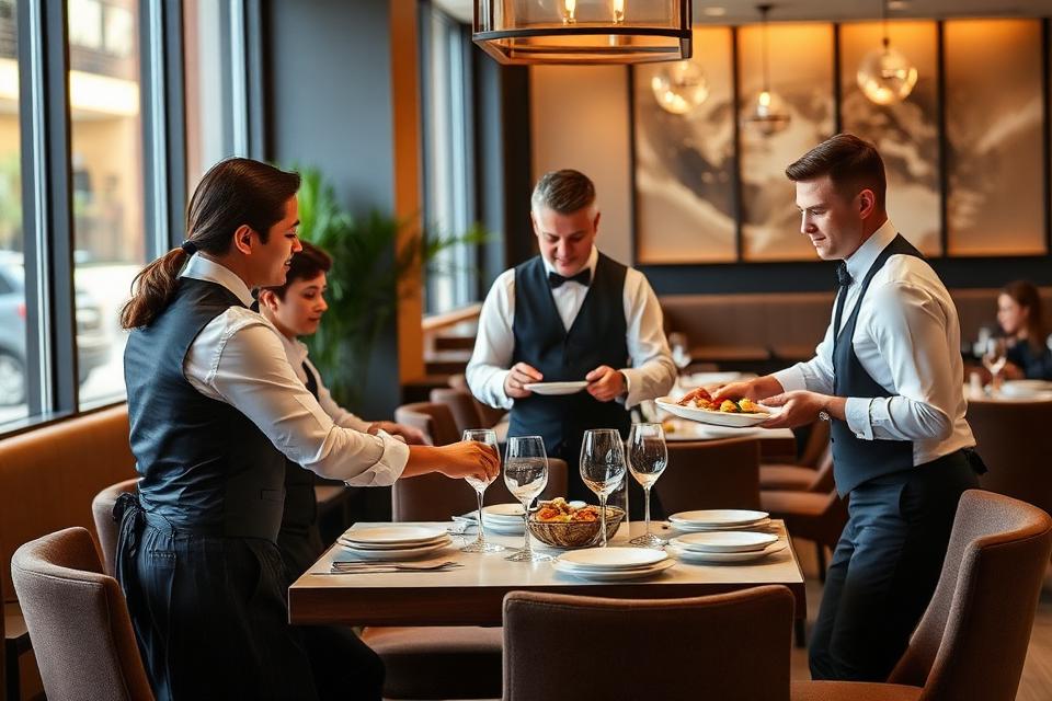 Restaurant staff during a service training session
